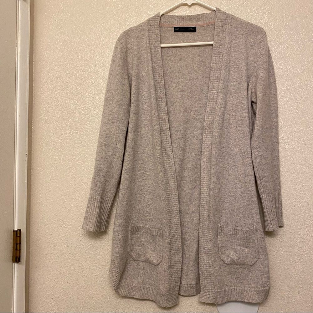 M&S Mark and Spencer relaxed open front gray 100% cashmere cardigan sweater 12/M